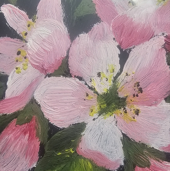 Vintage Oil Painting Still Life Apple Blossom 9” x 9” Framed Distressed 1977 - Picture 11 of 11